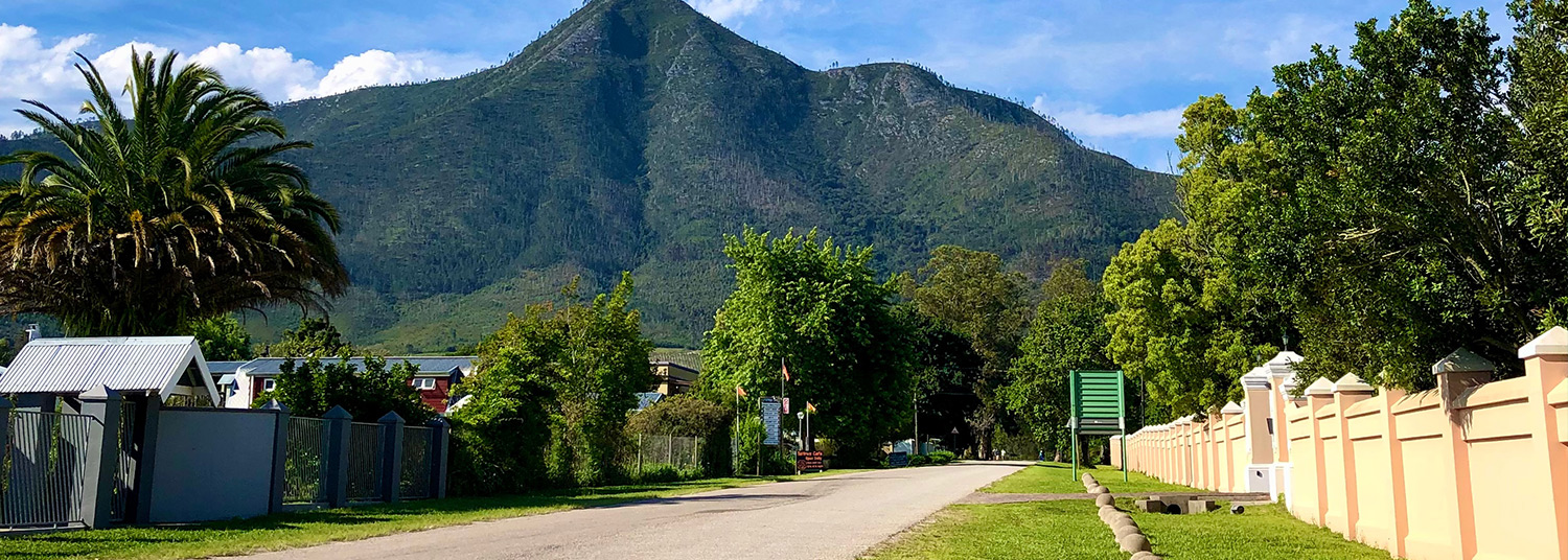 Storms River Village Street with the mountain