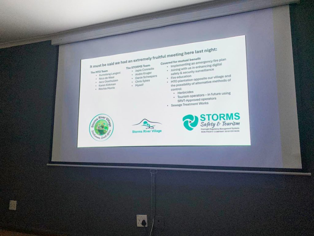 Storms River village meeting presentation with MTO